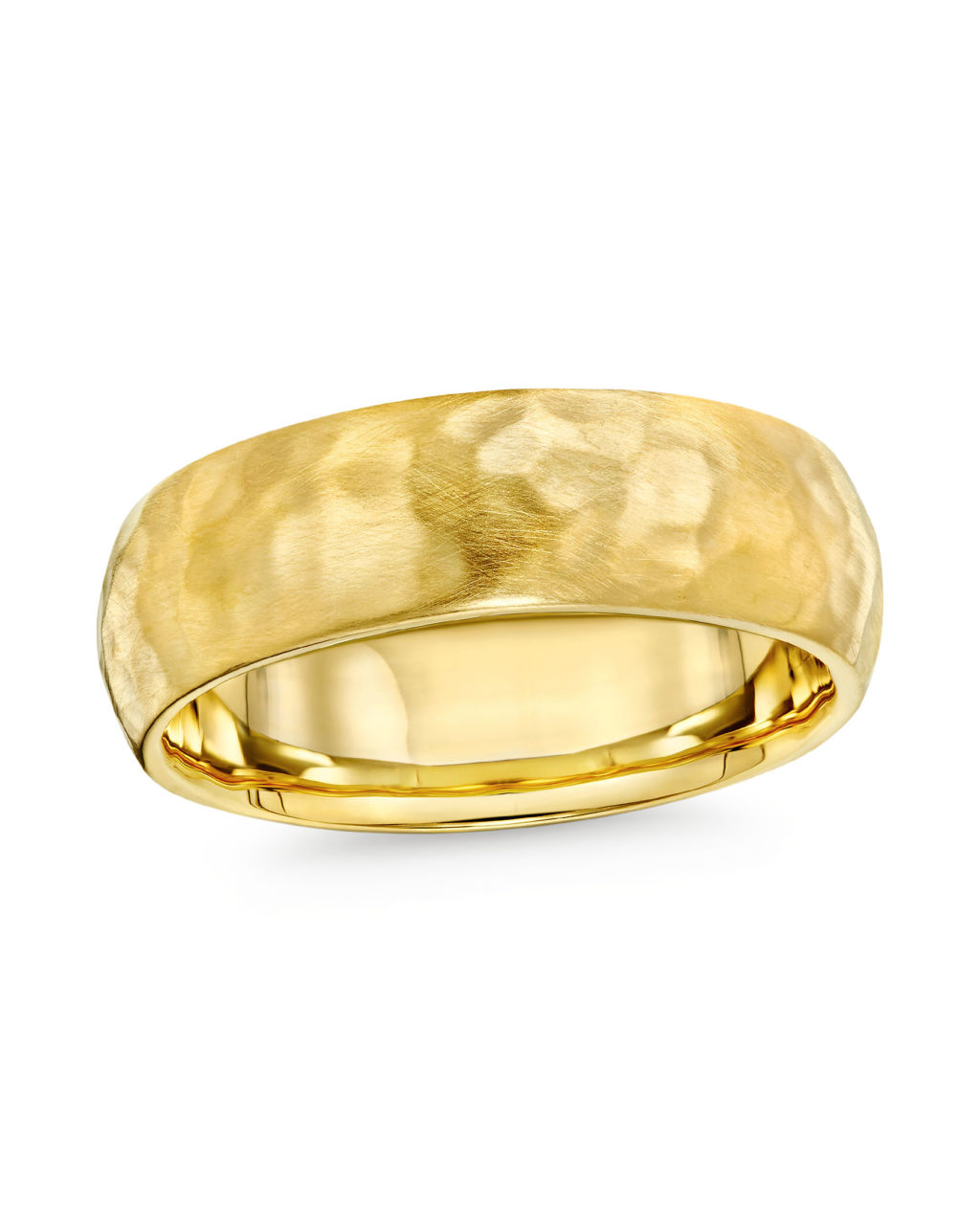 Yellow Gold Hammered Finish Wedding Band Turgeon Raine