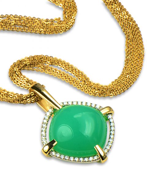 Chrysoprase and diamond necklace