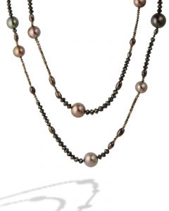 Tahitian pearl and diamond bead necklace