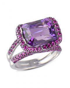Amethyst and pink sapphire ring