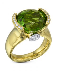 Burma Peridot and diamond ring