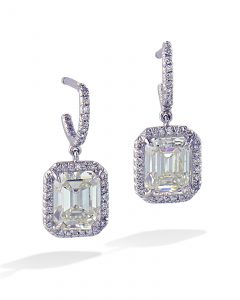 Emerald cut diamond earrings