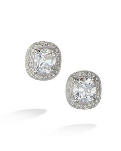 Cushion shape double diamond halo studs