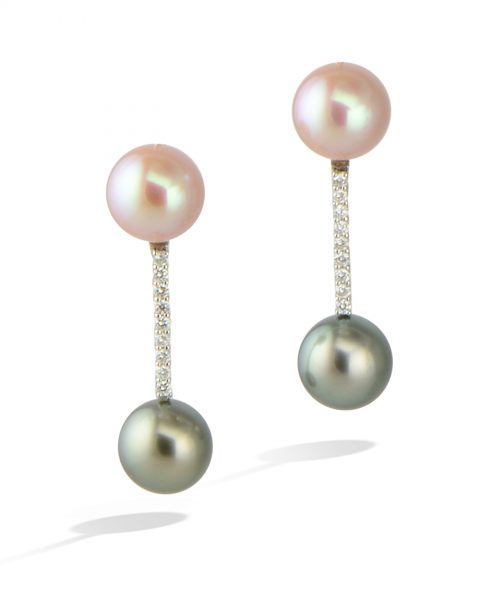 Pearl and diamond earrings