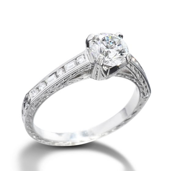 Hand-Engraved Diamond Engagement Ring - Turgeon Raine