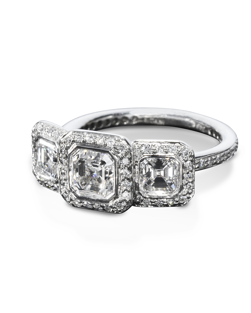 Three Stone Asscher Cut Diamond Engagement Ring Turgeon Raine