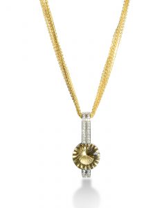 Lemon-Lime Citrine and diamond pendant