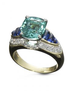 Green Tourmaline and Sapphires