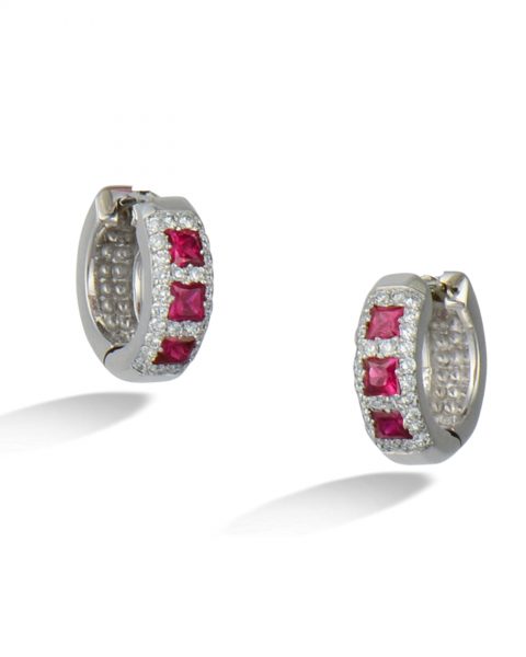 Ruby and diamond hoops