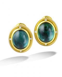 Cabochon green tourmaline earrings