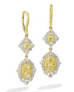 Fancy yellow diamond earrings