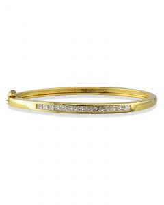 Diamond bangle bracelet with hinge