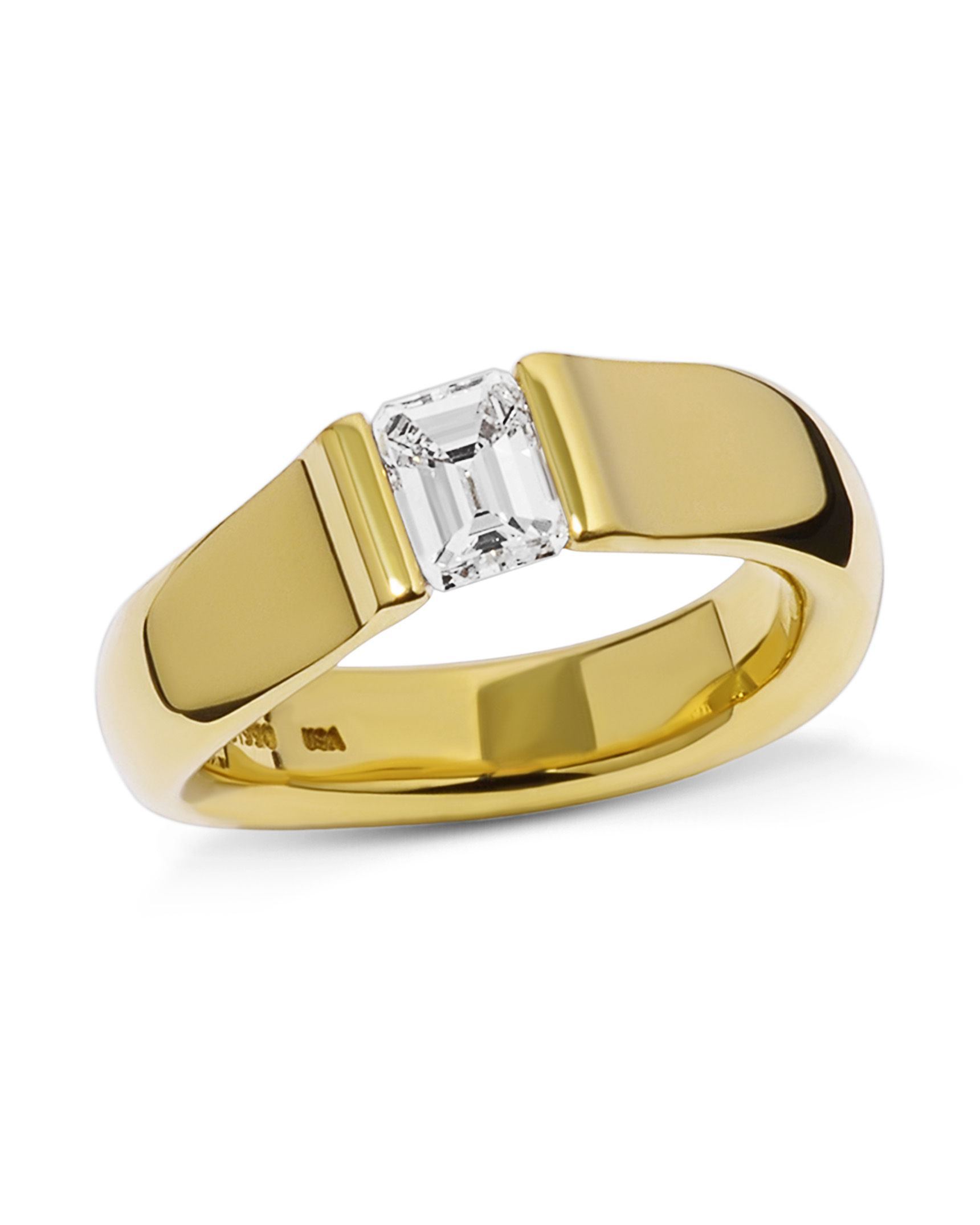 Emerald Cut Diamond Tension Set Ring Turgeon Raine