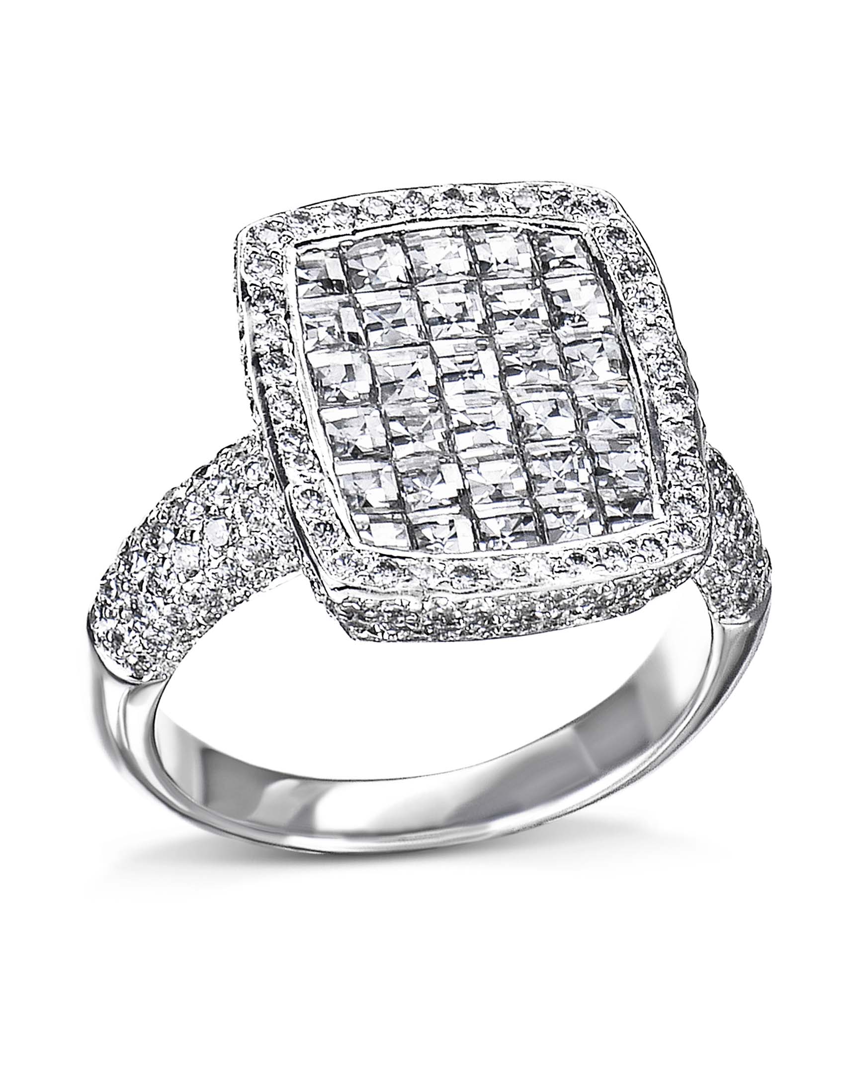 Zales Outlet 3/4 CT. T.W. Composite Cushion-Shaped Diamond Frame Engagement  Ring in 10K White Gold | Hamilton Place