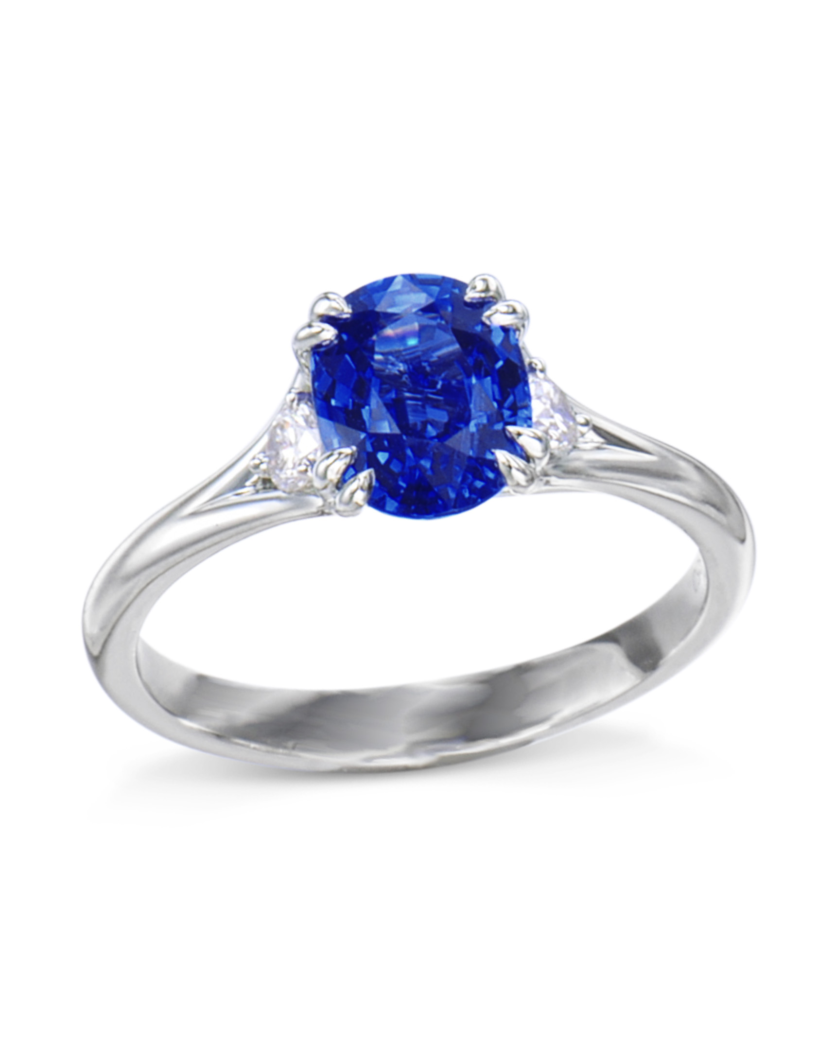Oval Blue Sapphire and Diamond Engagement Ring - Turgeon Raine