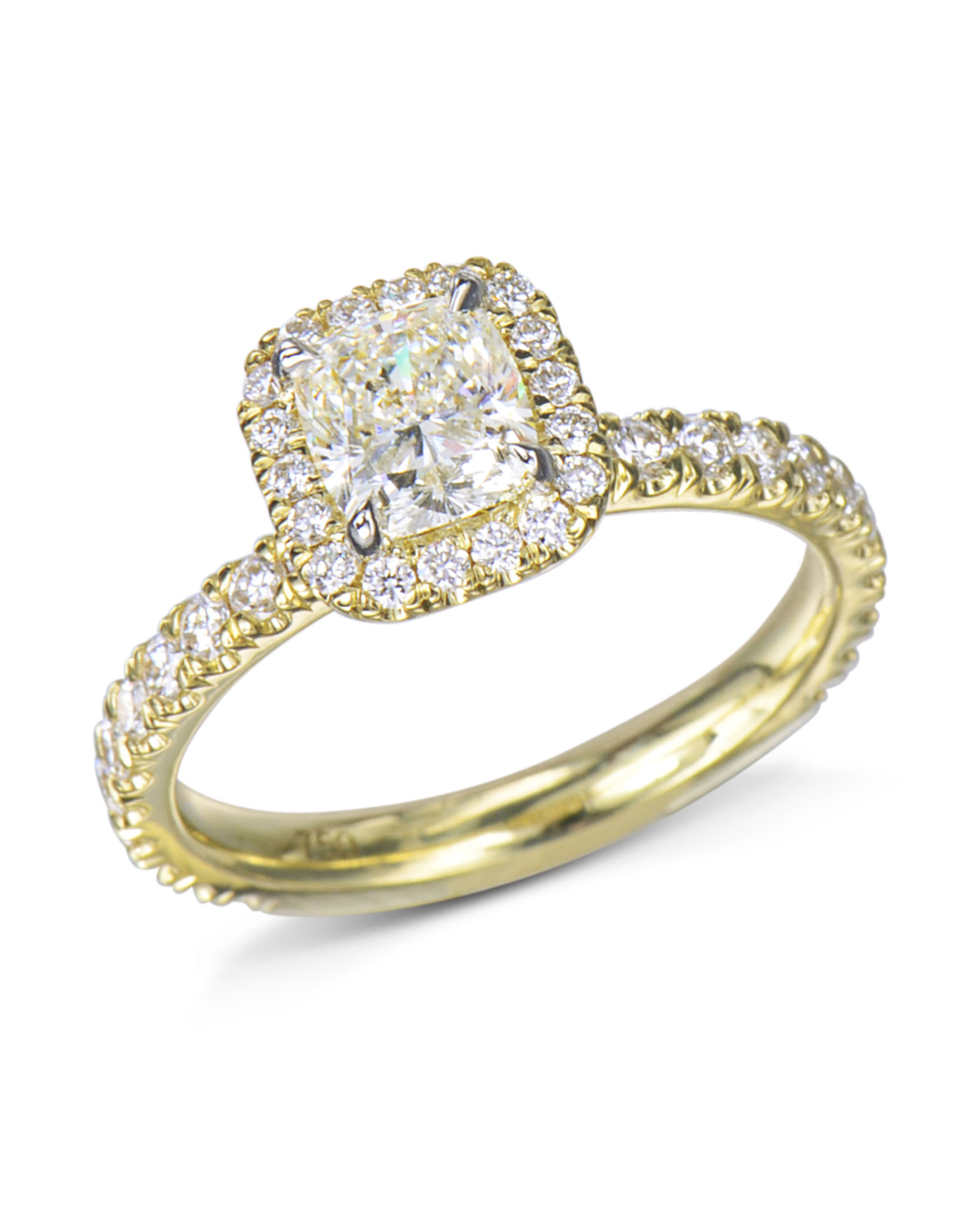 Yellow Gold Diamond Halo Engagement Ring - Turgeon Raine