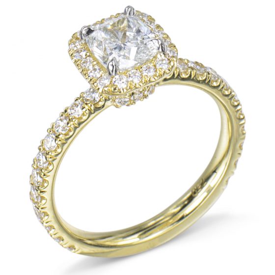 Yellow Gold Diamond Halo Engagement Ring - Turgeon Raine