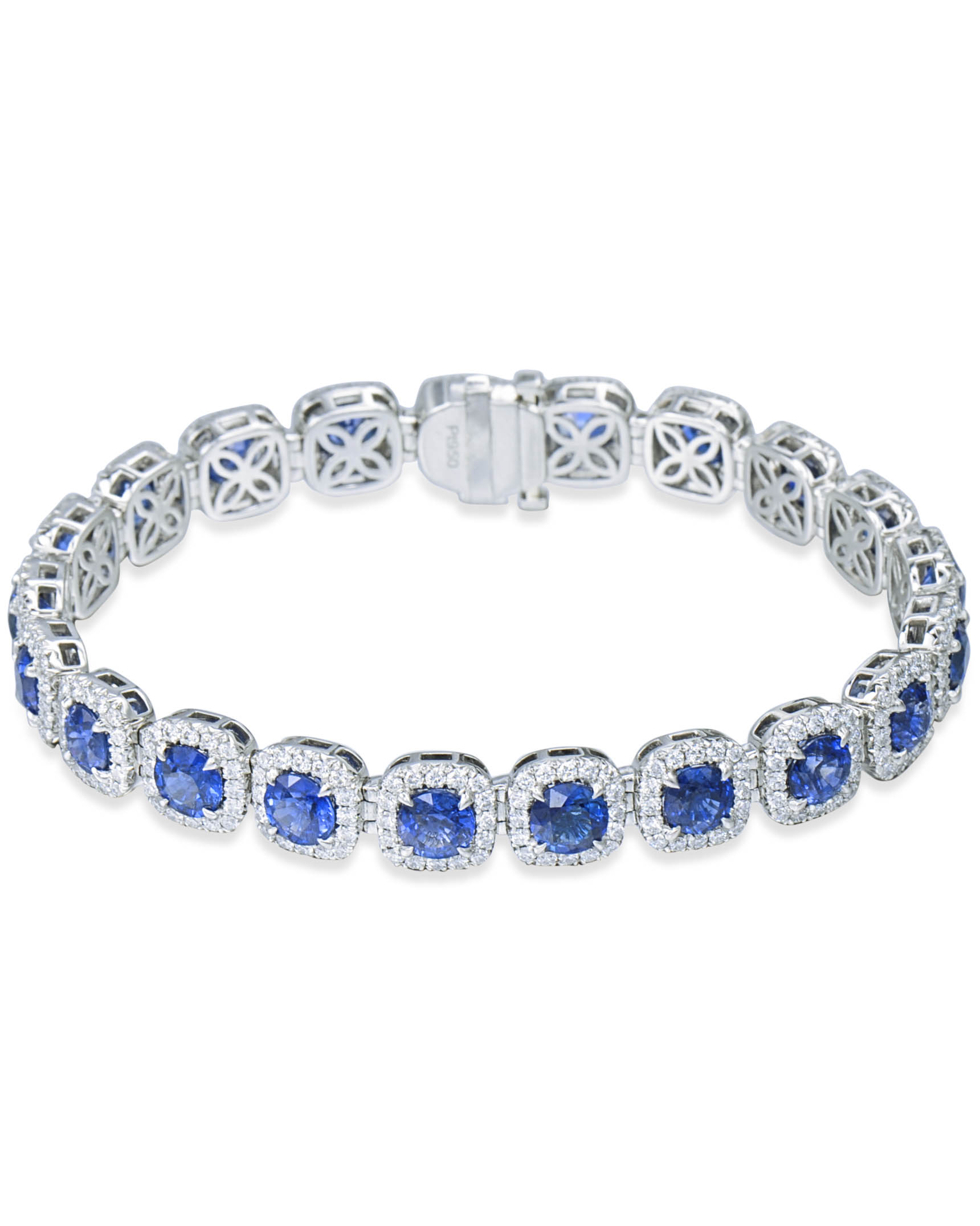 Round Sapphire and Diamond Halo Bracelet - Turgeon Raine