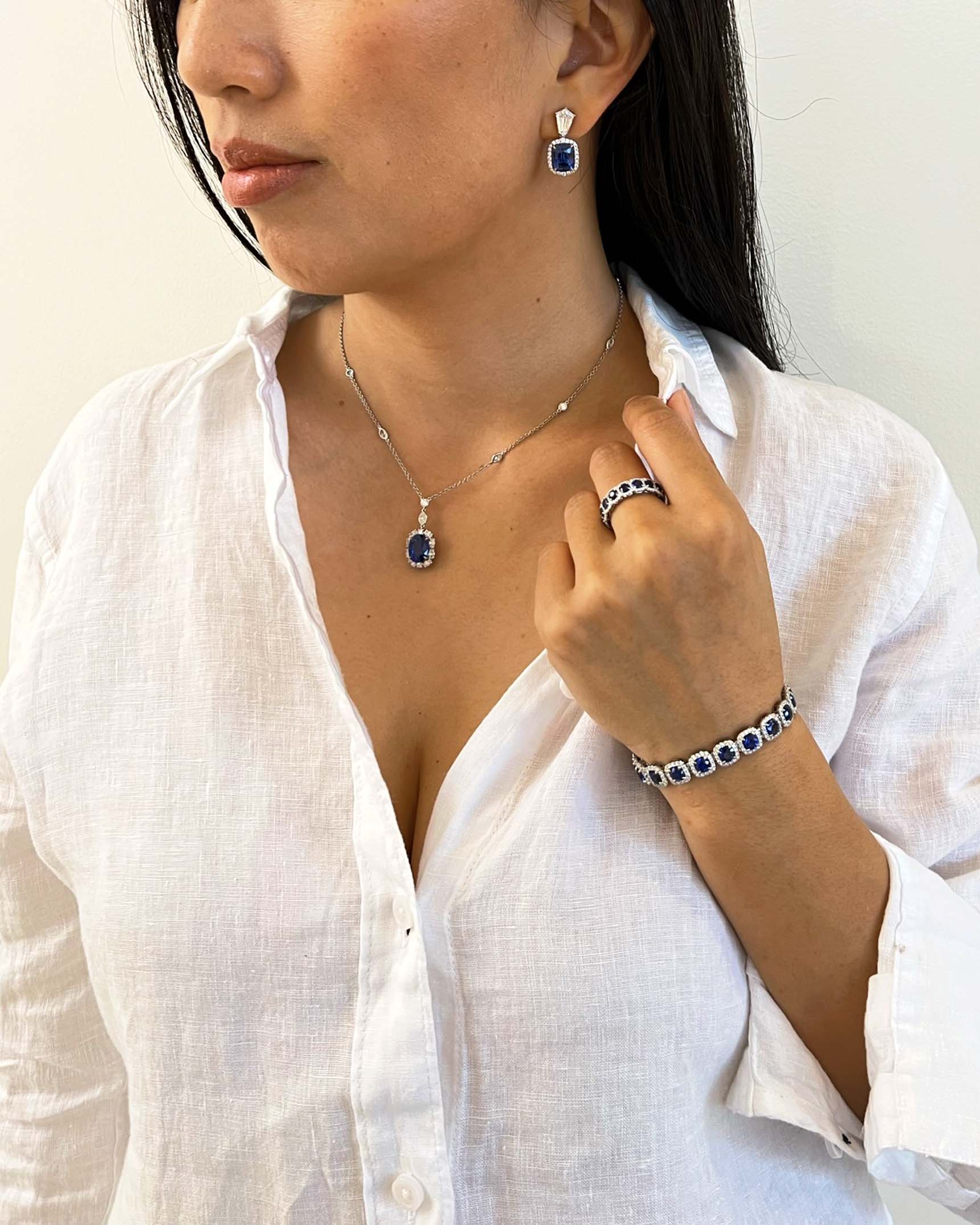 Blue Sapphire and Diamond Earrings_Necklace_Ring and Bracelet ECDKK02482 – PNMTG02936 – RACDS00810 – BCDKK02286