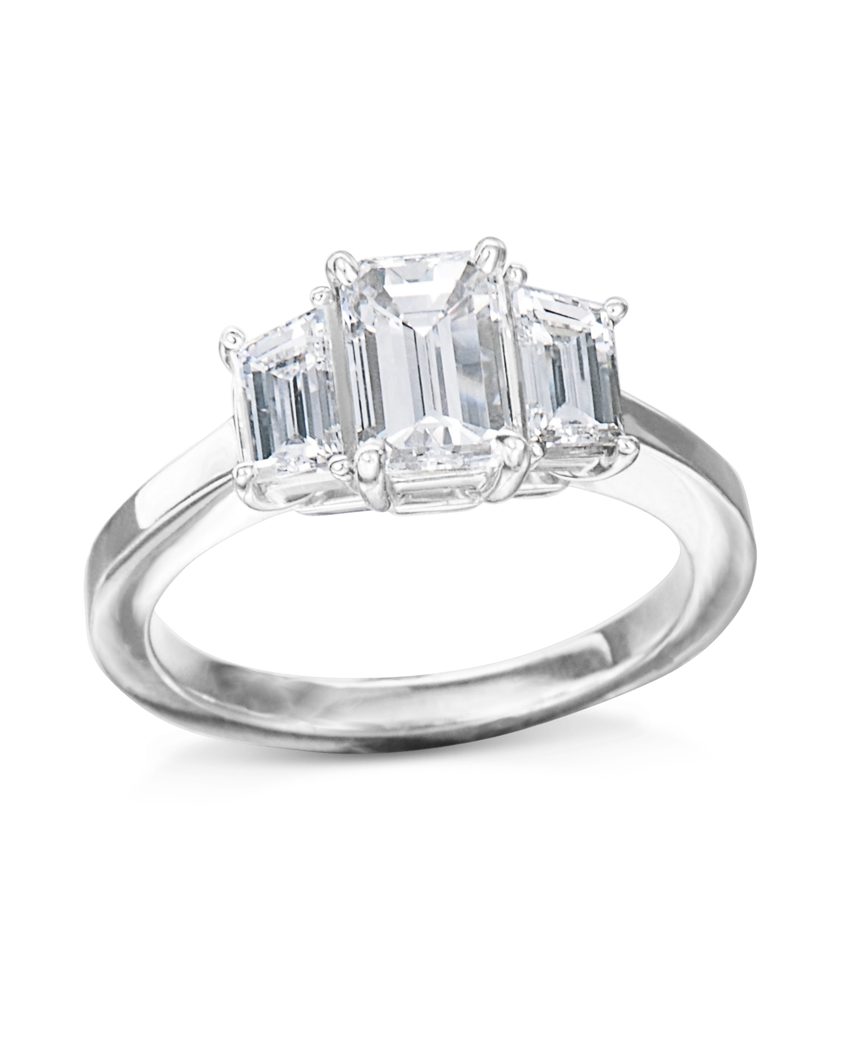 Emerald Cut Three Stone Diamond Ring - Custom Jewelry Design