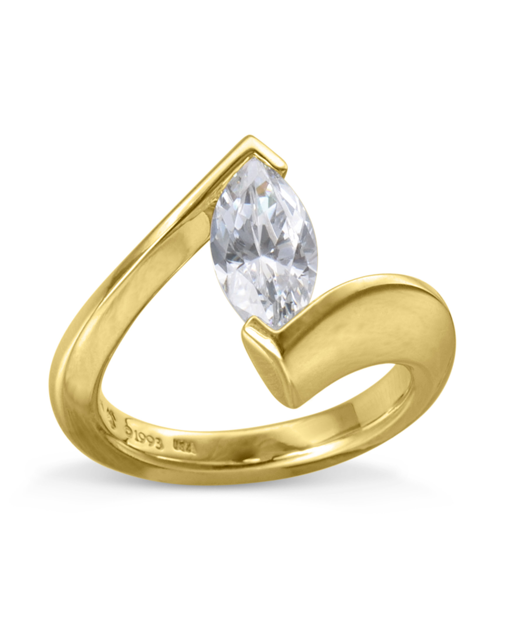 Yellow Gold Marquise Tension Set Diamond Ring - Turgeon Raine