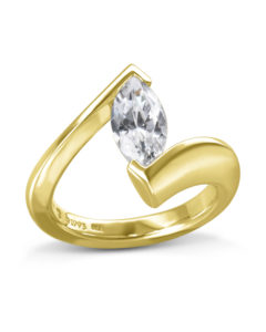 Yellow Gold V Tension Set Diamond Ring