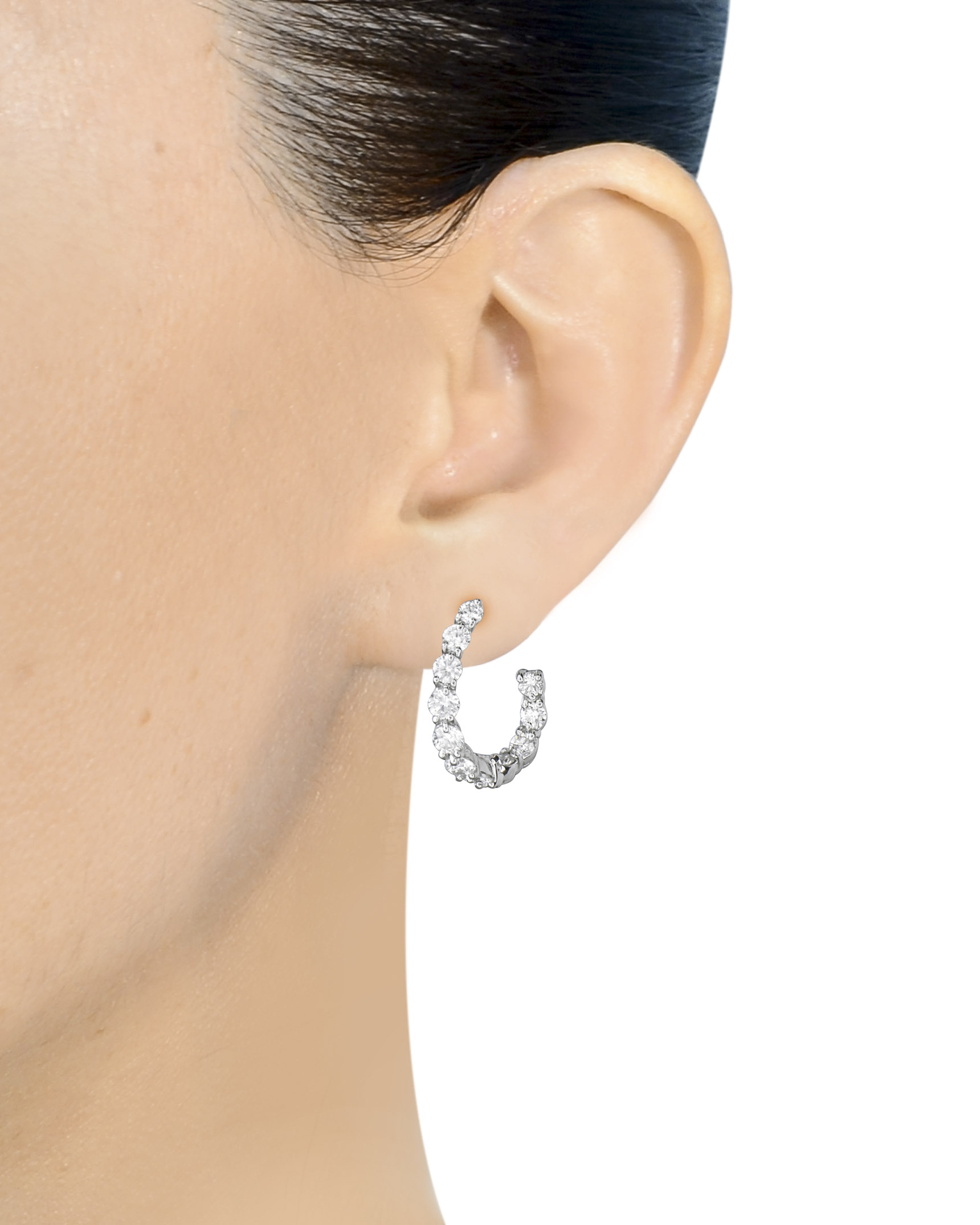 White Gold and Diamond J Hoop Earrings - Turgeon Raine