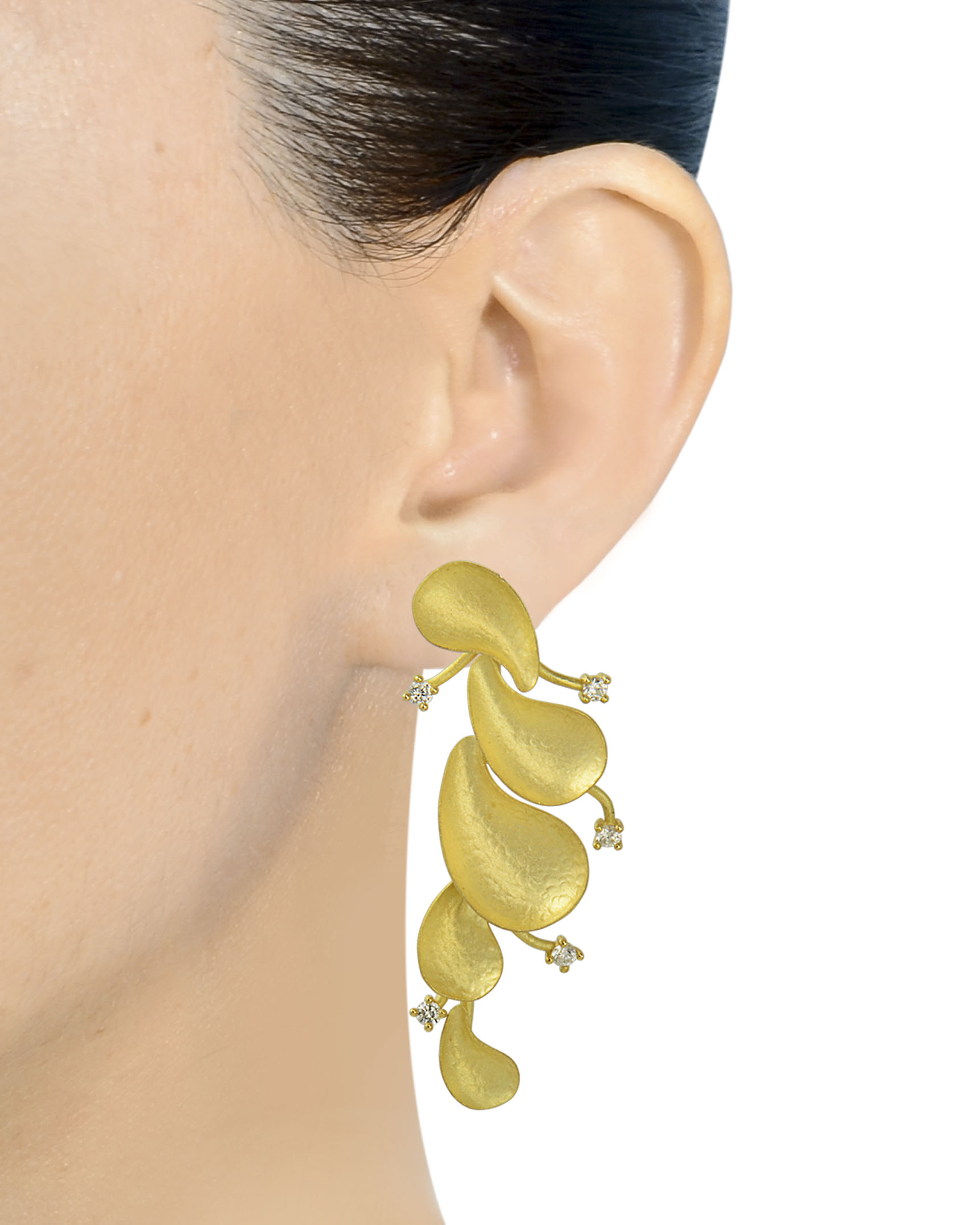 Yellow Gold and Diamond Floral Vine Earrings Turgeon Raine