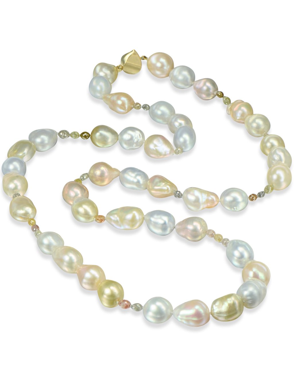 Multi Color Baroque South Sea Pearl and Diamond Bead Necklace - Turgeon ...