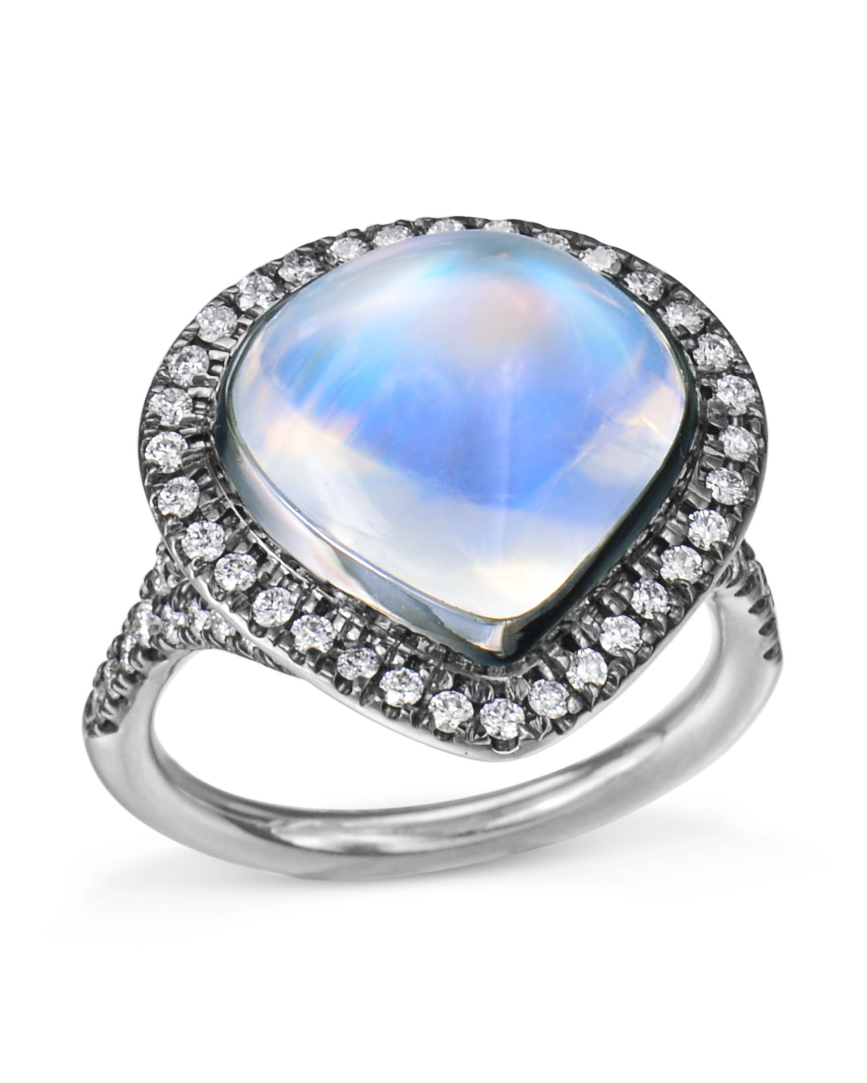 Oval Faceted Blue Rainbow Moonstone Gemstone 925 Sterling Silver Ring  Fashion — Discovered