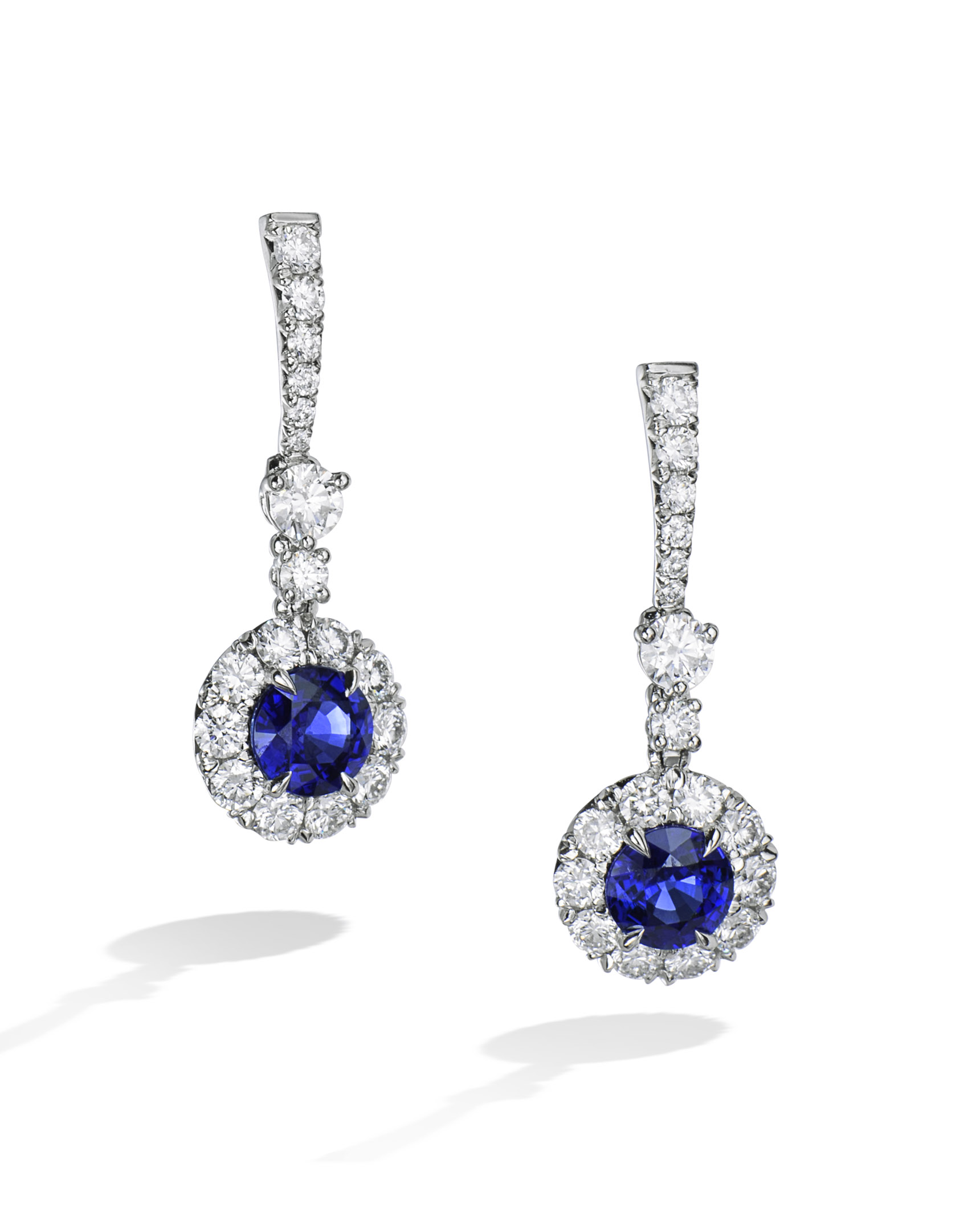 blue diamond drop earrings