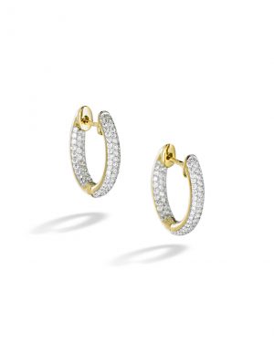 3-Row Diamond and Yellow Gold Hoop Earrings - Turgeon Raine