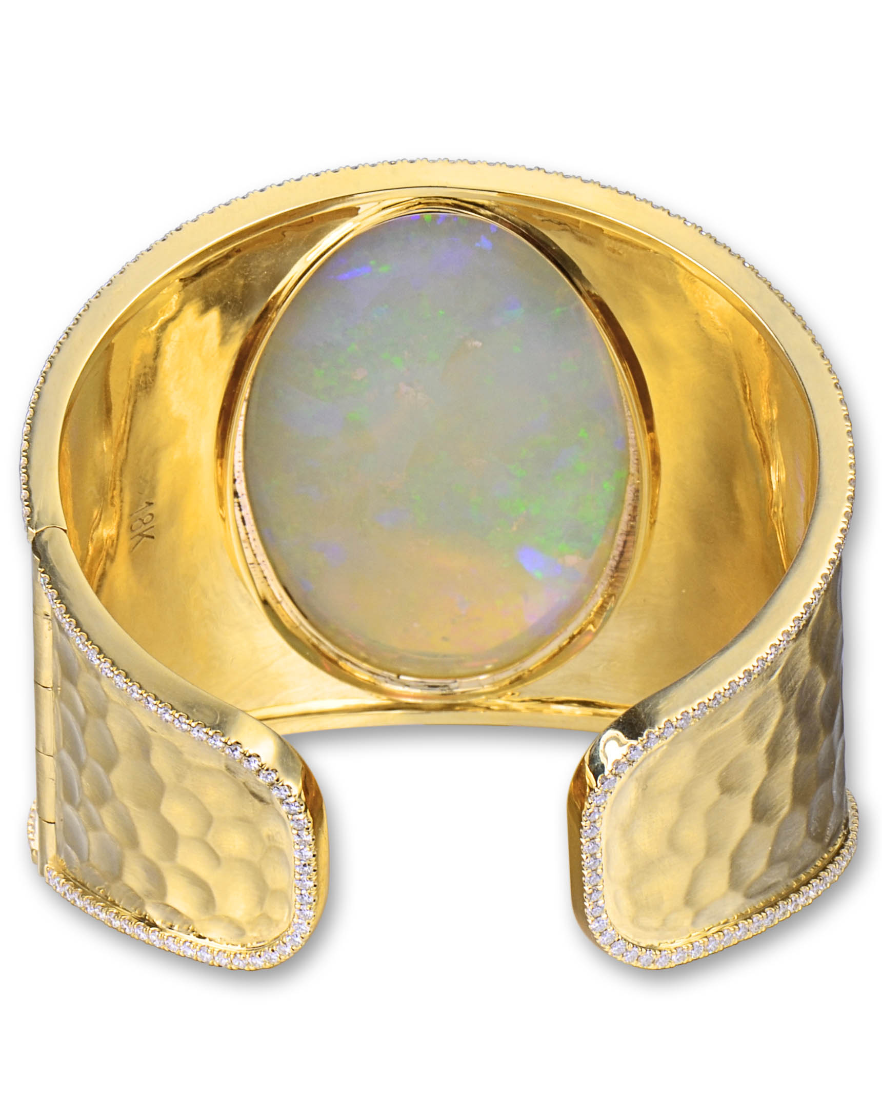 Yellow Gold Lightning Ridge Opal Cuff Bracelet - Turgeon Raine