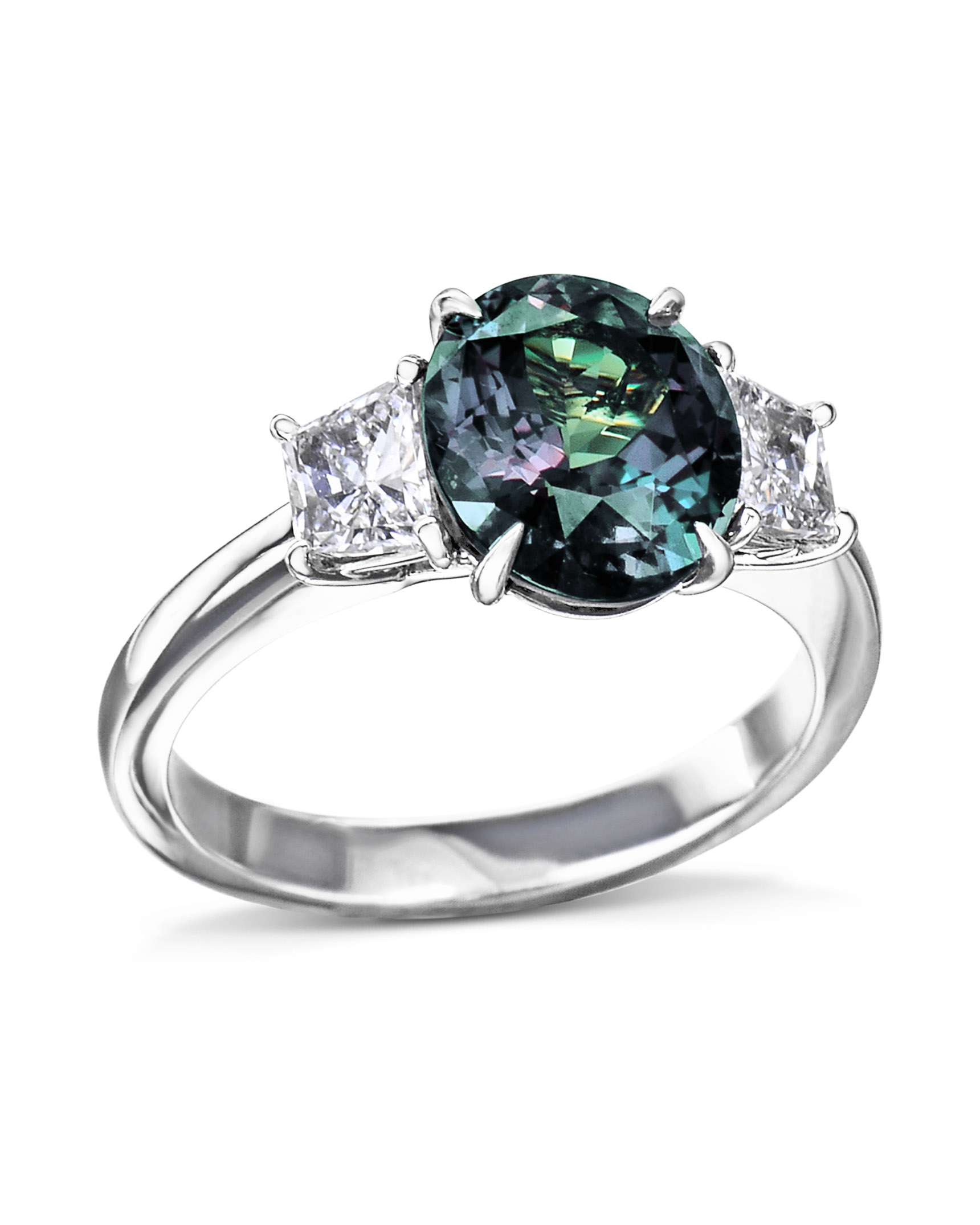 Rare Alexandrite & Diamond Three-Stone Ring – Turgeon Raine