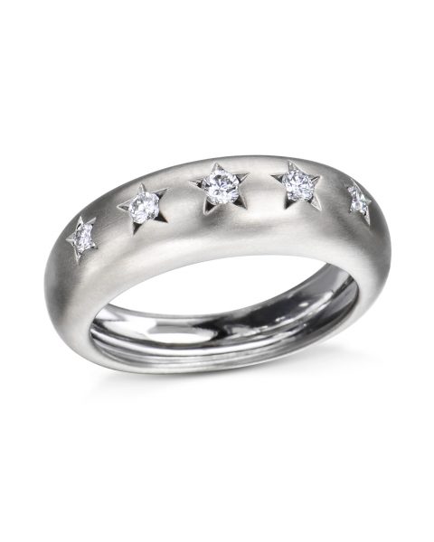 Star Design Diamond Wedding Band