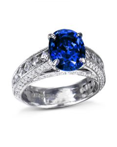 Oval Sapphire and Blaze-Cut Diamond Ring