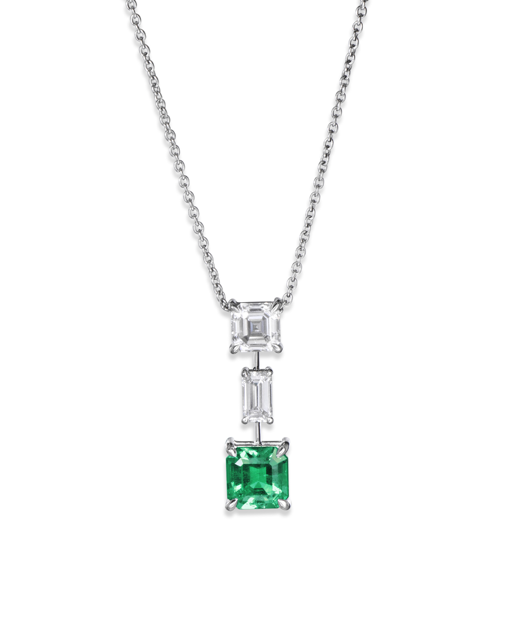 3-Stone Colombian Emerald and Diamond Pendant – Turgeon Raine