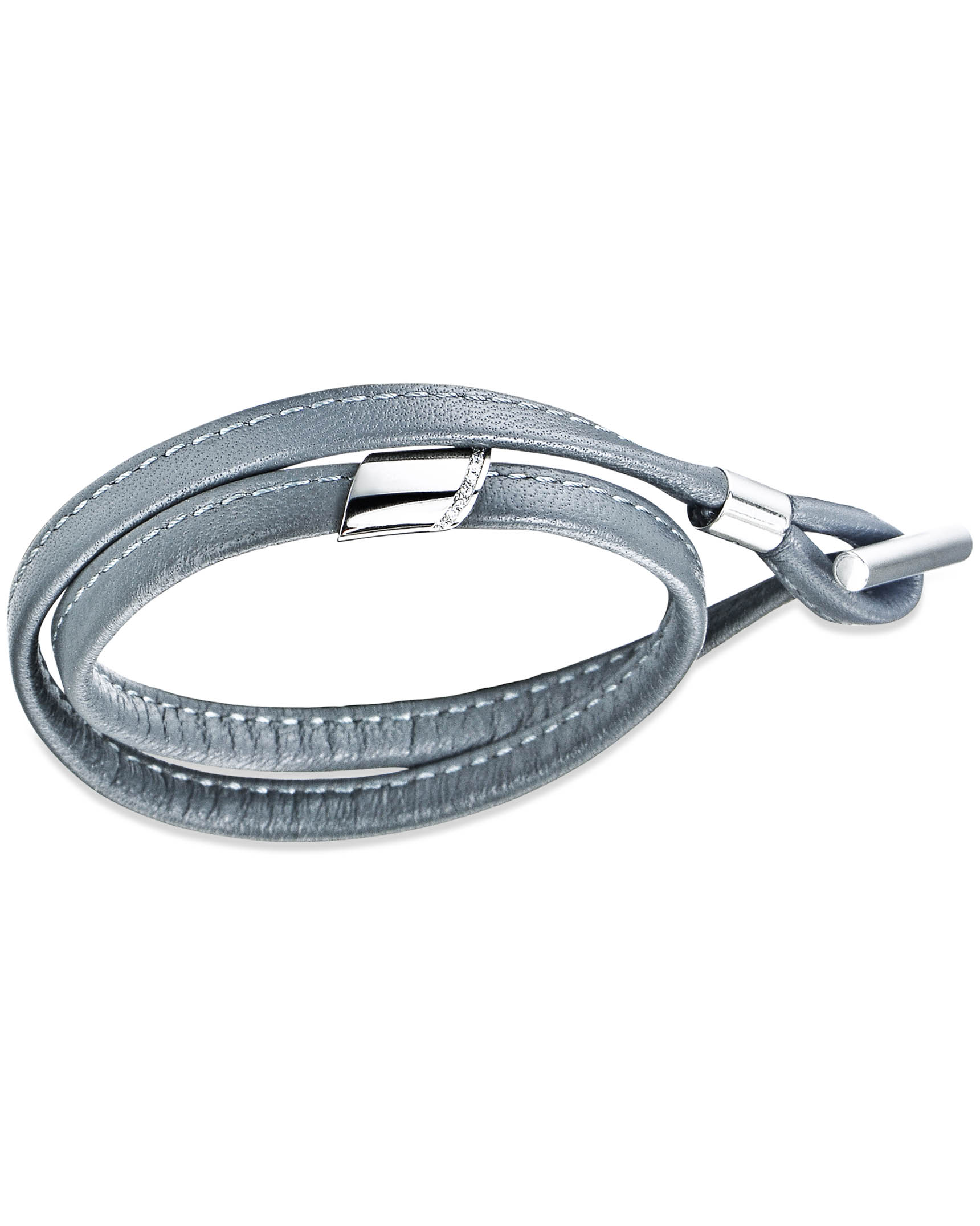 Grey Napa Leather Diamond Bracelet by Henrich & Denzel - Turgeon Raine