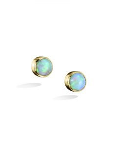 Yellow Gold Ethiopian Opal Stud Earrings