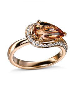 Rose Gold Pear-Shaped Topaz and Diamond Ring