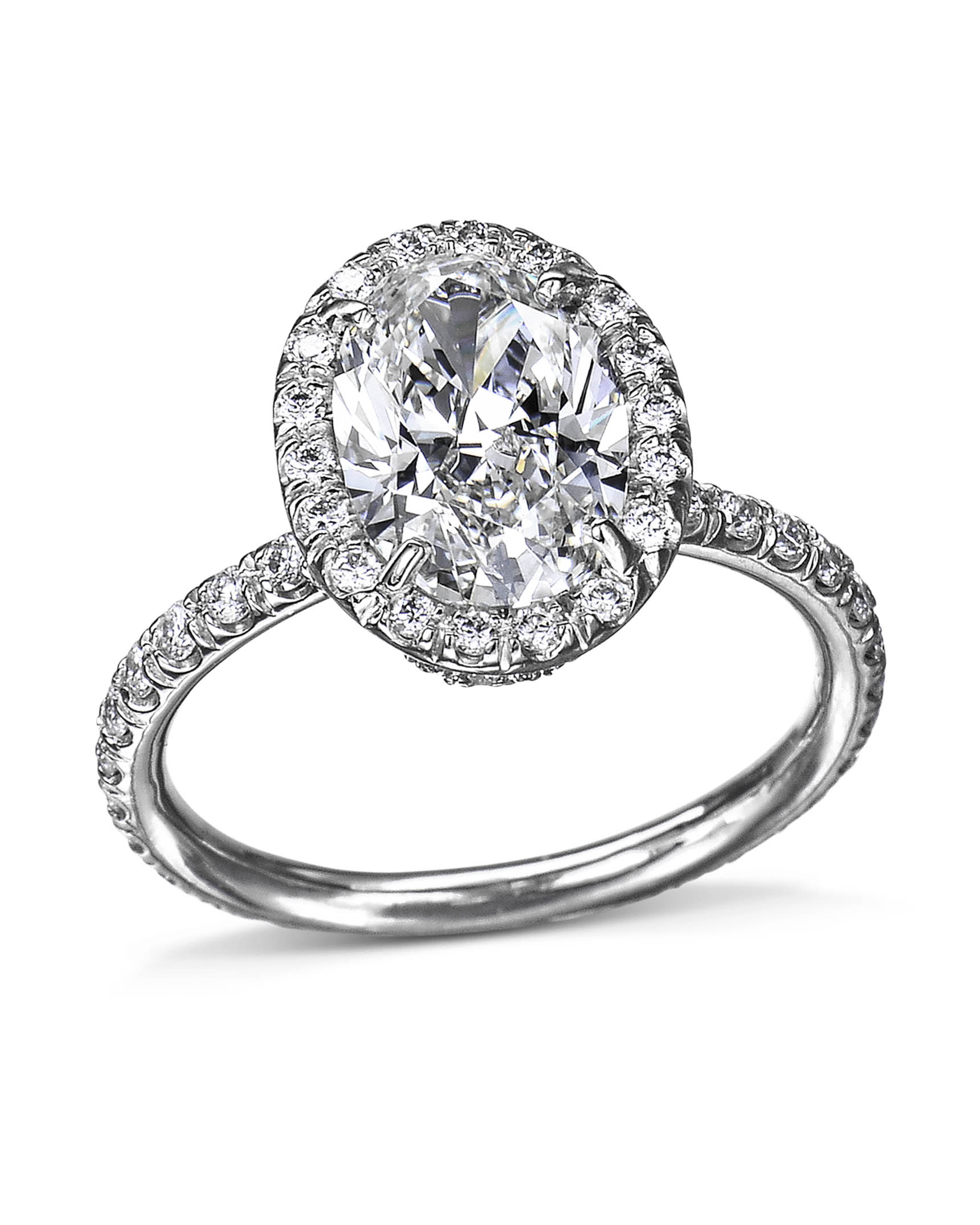 Brilliant Oval Diamond and Platinum Engagement Ring