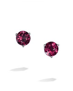 White Gold Rhodolite Garnet Stud Earrings