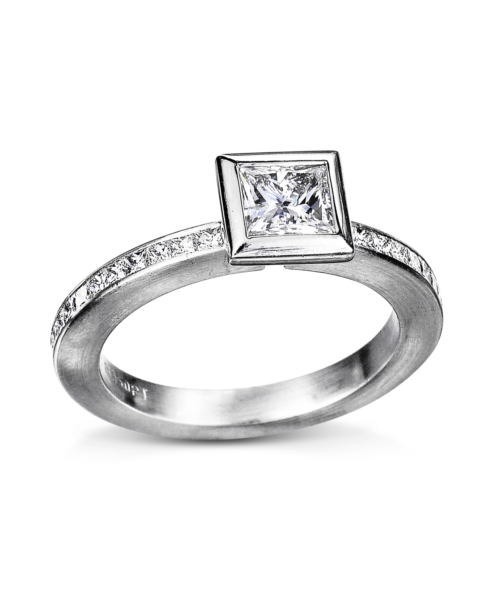 Jewelry Masters : 1 Carat Solitaire Princess Cut Diamond Engagement Ring  [4947-BY] - $4995.00 (10000.00)
