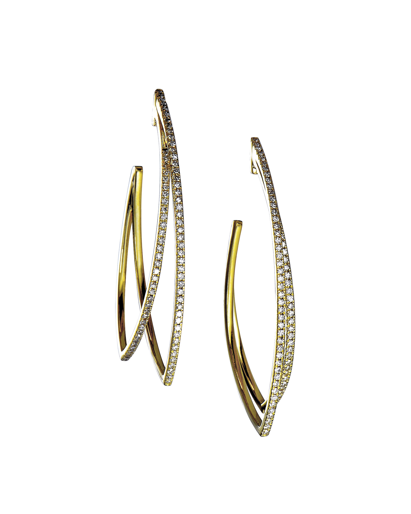 Yellow Gold and Diamond 2-Strand Hoop Stud Earrings - Turgeon Raine