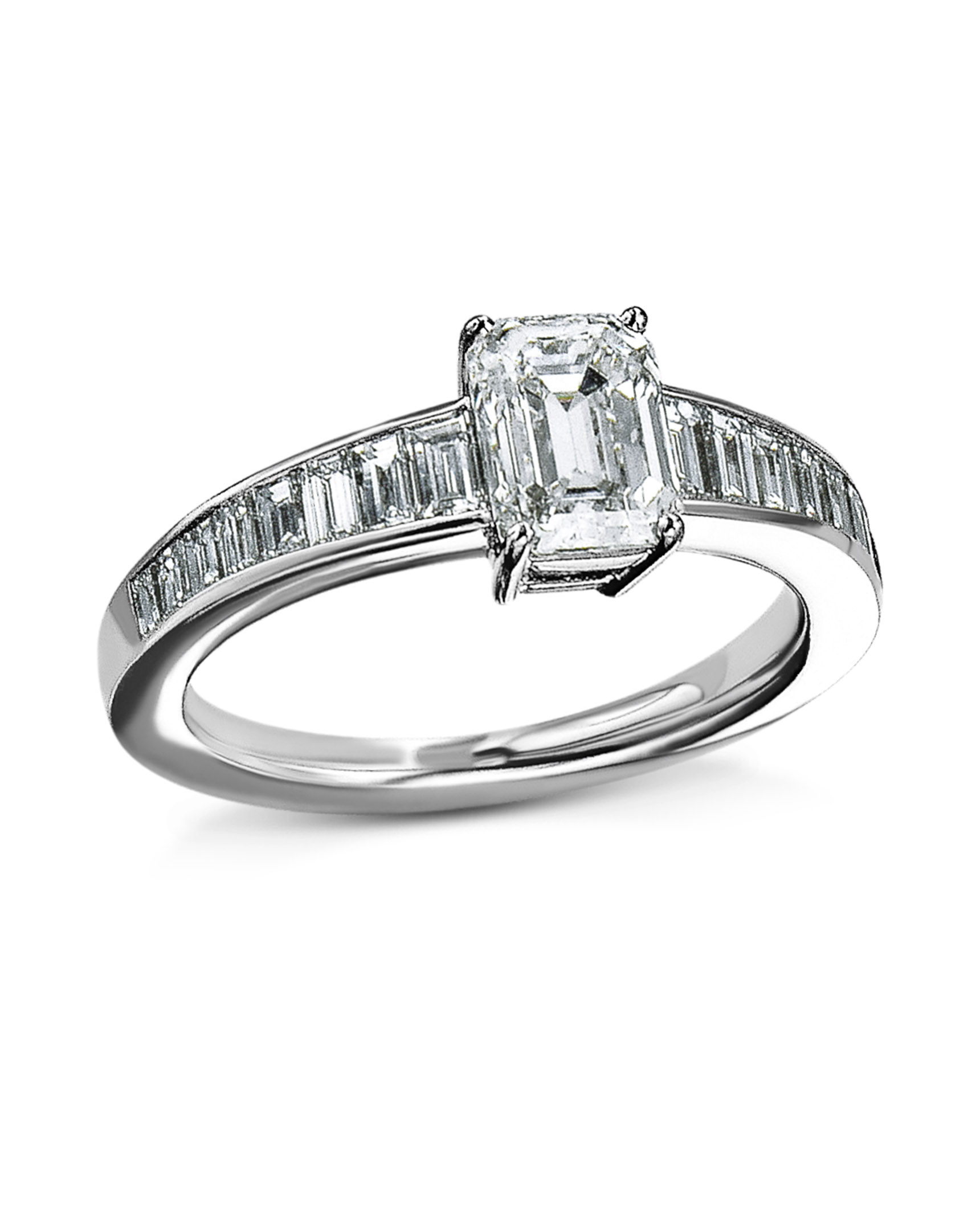 Round Diamond Ring with Tapered Baguettes – Lindsey Leigh Jewelry
