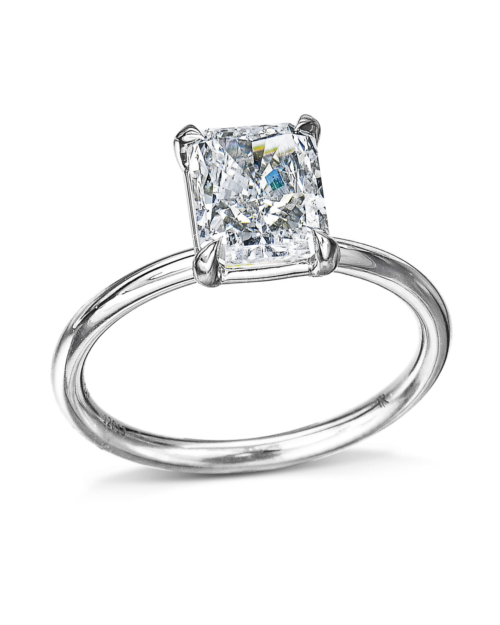 Hand Fabricated Platinum Radiant Cut Diamond Solitaire Turgeon Raine 0958