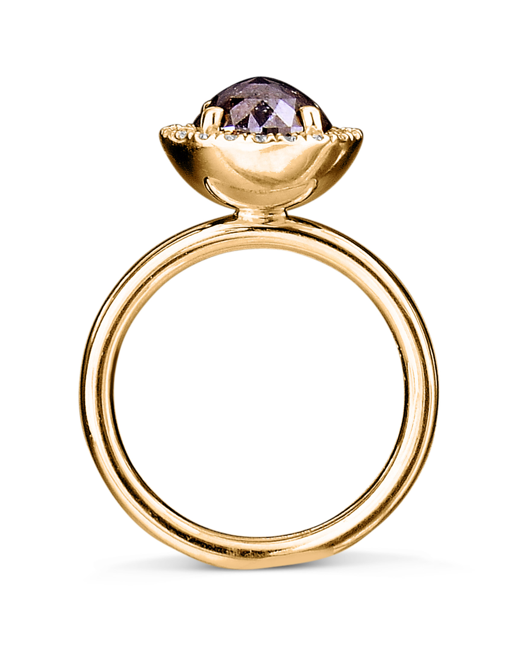 Burgundy Colored Diamond and Rose Gold Ring - Turgeon Raine