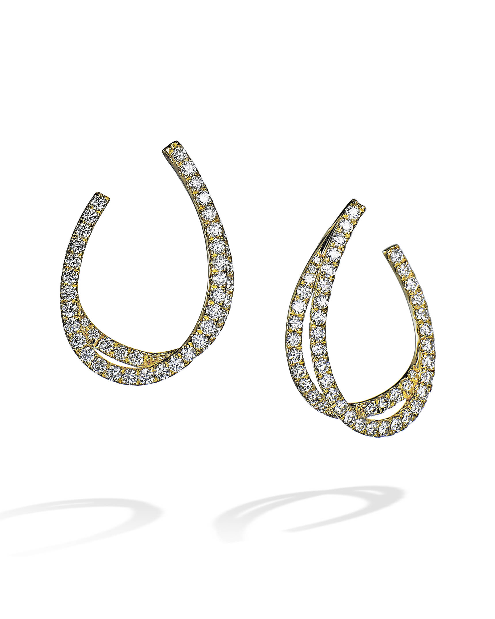 Yellow Gold and Diamond UShaped Earrings Turgeon Raine