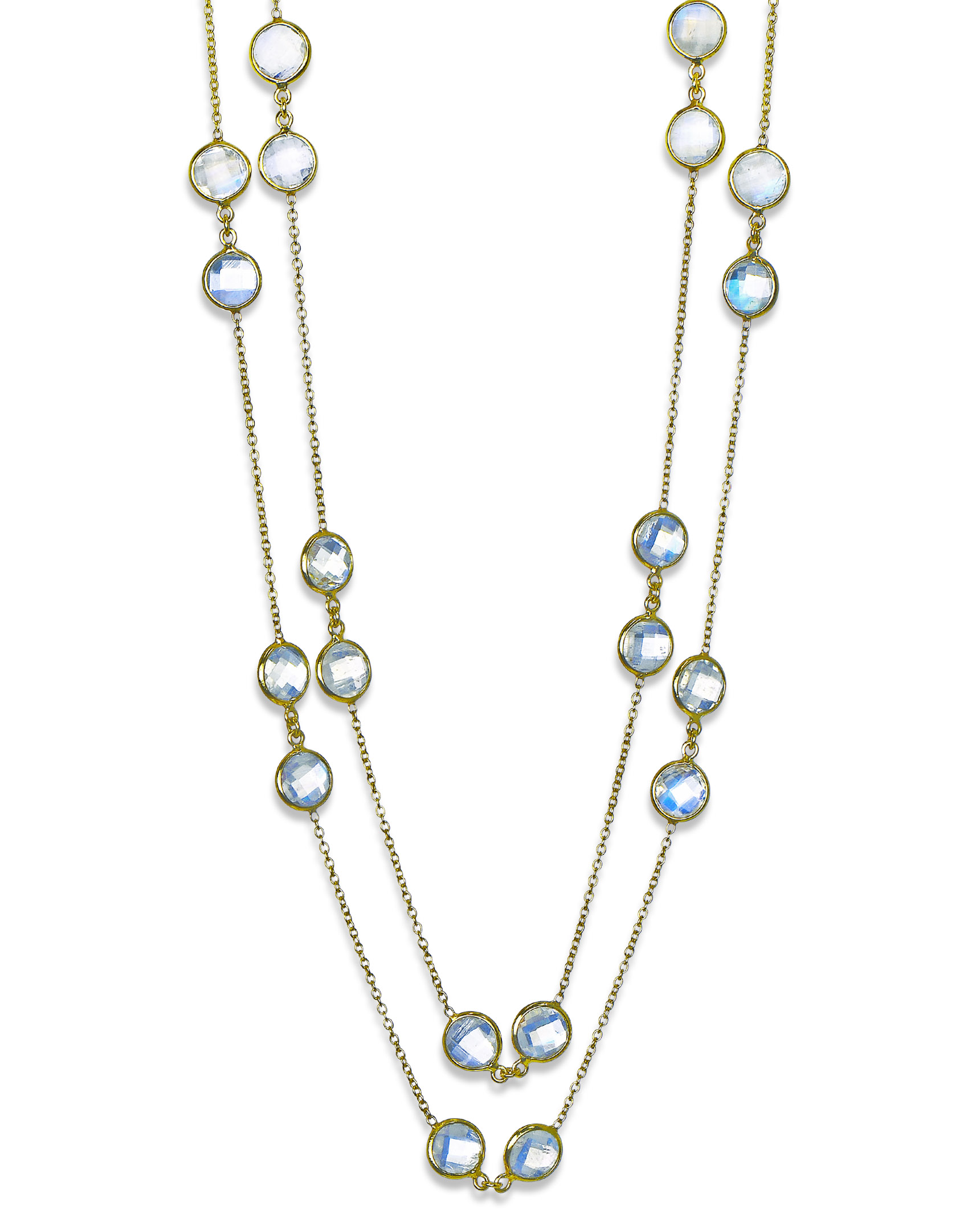 Faceted Rainbow Moonstone and Yellow Gold Necklace - Turgeon Raine