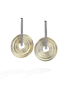 Two-Tone Gold and Diamond Drop Earrings by Sakamoto